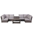 Living Source International 9PC Wicker / Rattan Sectional Seating Group in Brown