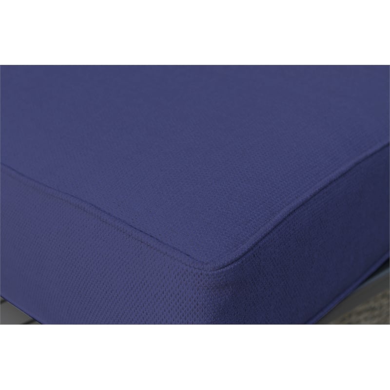 Living Source Intl 5-Person Wicker / Rattan Seating Group in Espresso/Navy Blue