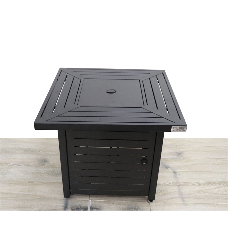 Living source  25'' H x 30'' W Steel Outdoor Fire Pit Table with Lid