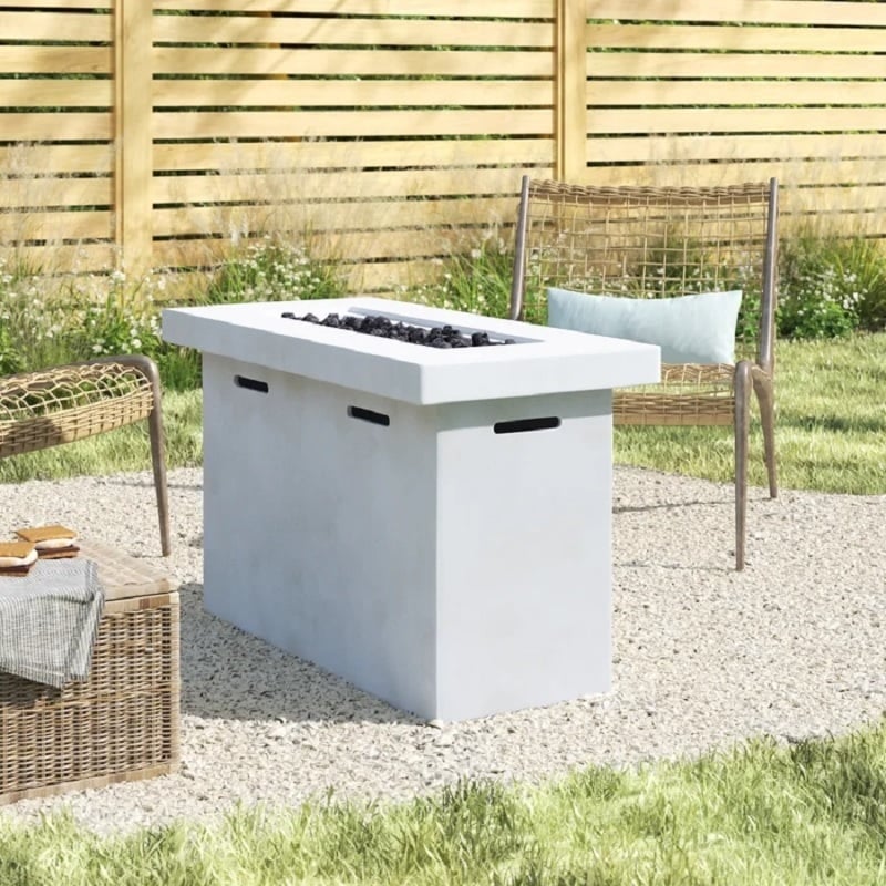 LSI 25'' H x 42'' W Fiber Reinforced Concrete Outdoor Fire Pit Table