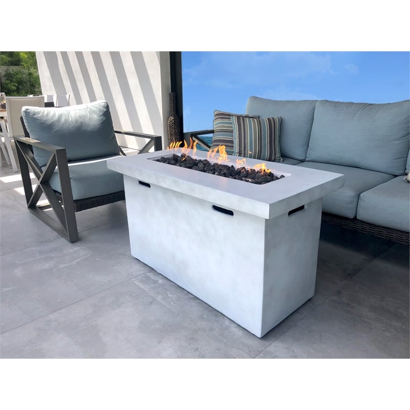 LSI 25'' H x 42'' W Fiber Reinforced Concrete Outdoor Fire Pit Table