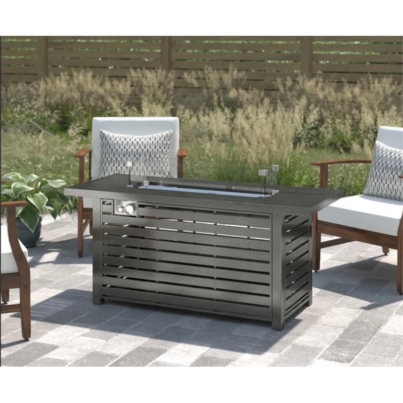 Living Source International 24'' H Steel Propane Outdoor Fire Pit Table with Lid