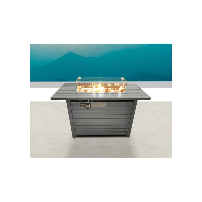 Living Source International 24'' H Steel Propane Outdoor Fire Pit Table with Lid