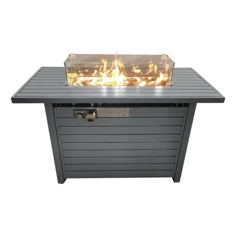 Living Source International 24'' H Steel Propane Outdoor Fire Pit Table with Lid
