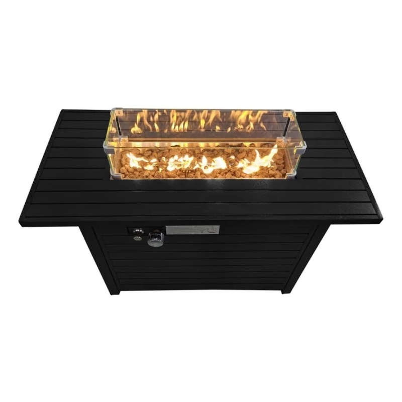 Living Source 25'' H x 42'' W Steel Propane Outdoor Fire Pit Table with Lid