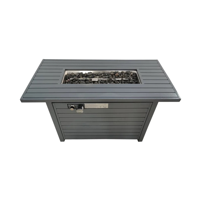 Living Source 25'' H x 42'' W Steel Propane Outdoor Fire Pit Table with Lid