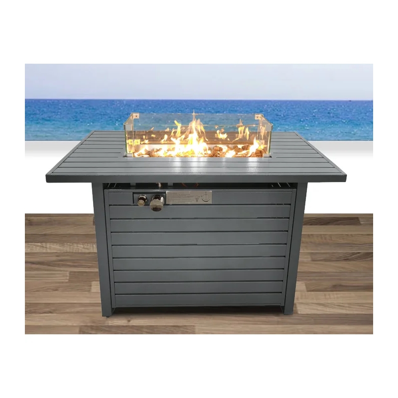 Living Source 25'' H x 42'' W Steel Propane Outdoor Fire Pit Table with Lid