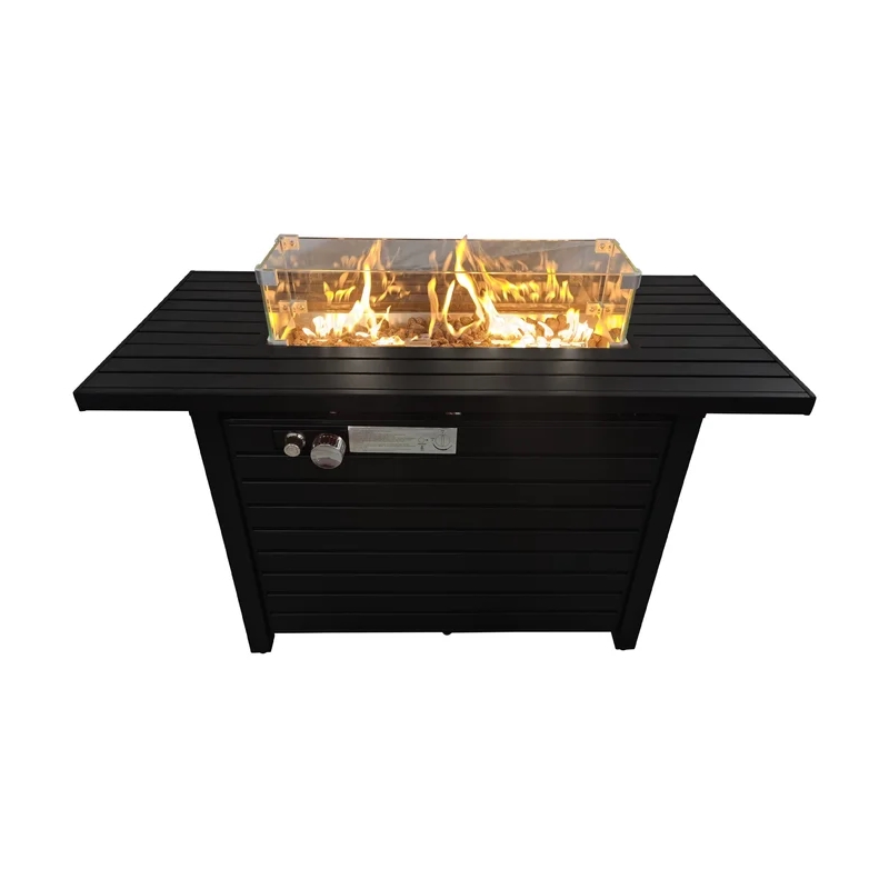 Living Source 25'' H x 42'' W Steel Propane Outdoor Fire Pit Table with Lid