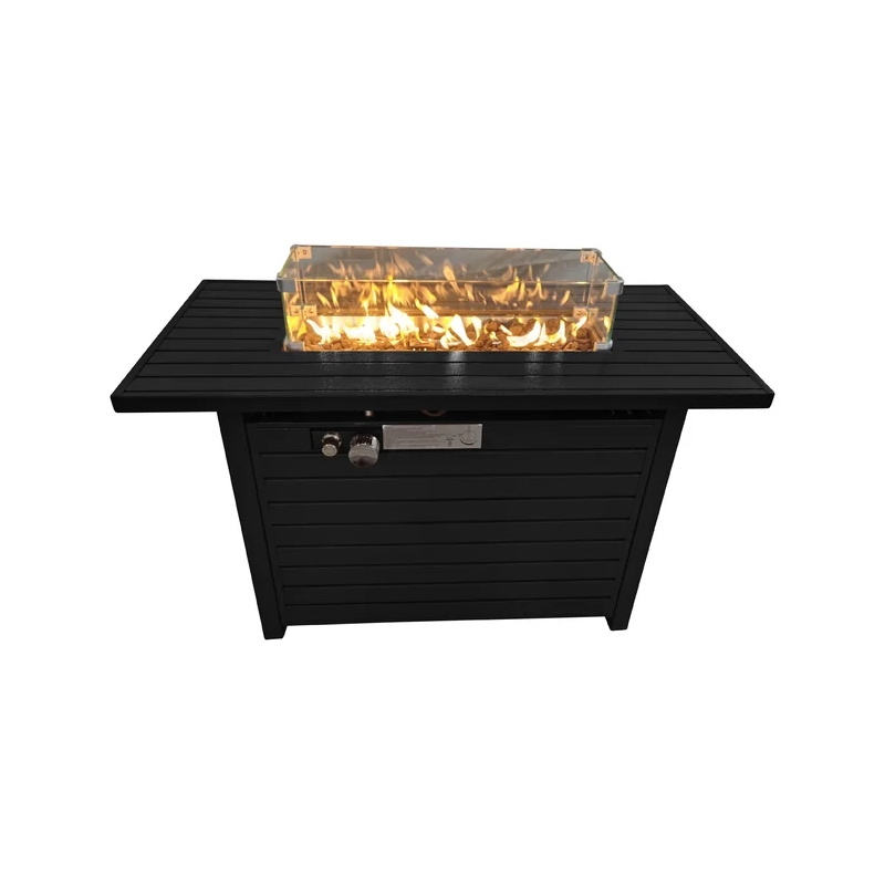 Living Source 25'' H x 42'' W Steel Propane Outdoor Fire Pit Table with Lid