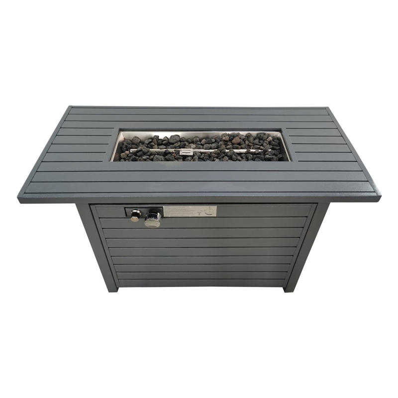 Living Source International Outdoor Stainless Steel Fire Pit Table in Gray
