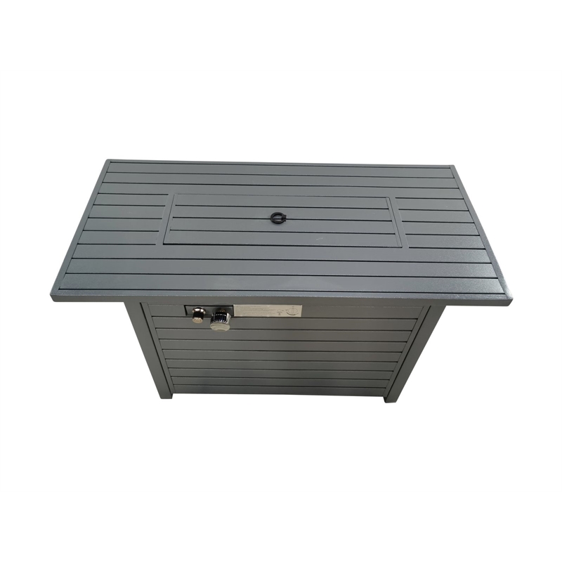 Living Source International Outdoor Stainless Steel Fire Pit Table in Gray