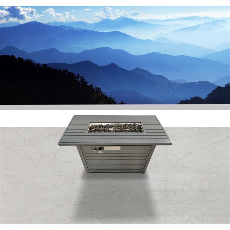 Living Source International Outdoor Stainless Steel Fire Pit Table in Gray