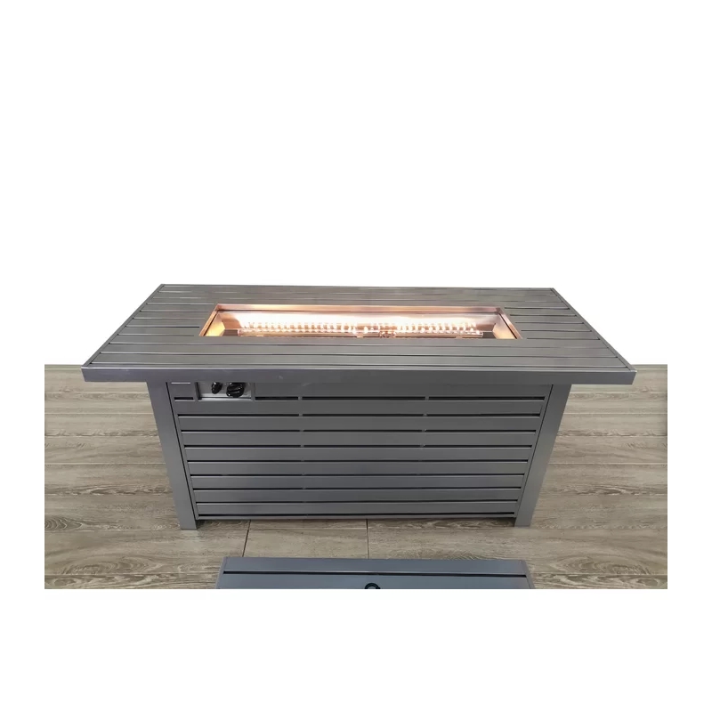 Living Source International Outdoor Stainless Steel Fire Pit Table in Gray
