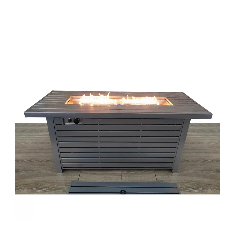 Living Source International Outdoor Stainless Steel Fire Pit Table in Gray