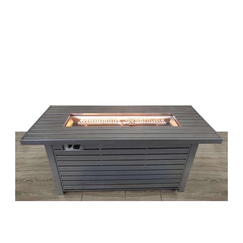 Living Source International Outdoor Stainless Steel Fire Pit Table in Gray