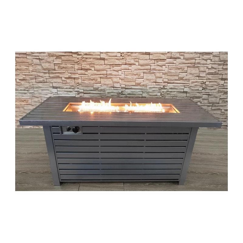 Living Source International Outdoor Stainless Steel Fire Pit Table in Gray