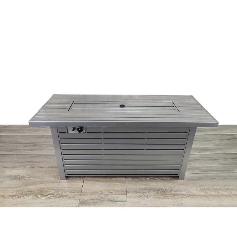 Living Source International Outdoor Stainless Steel Fire Pit Table in Gray