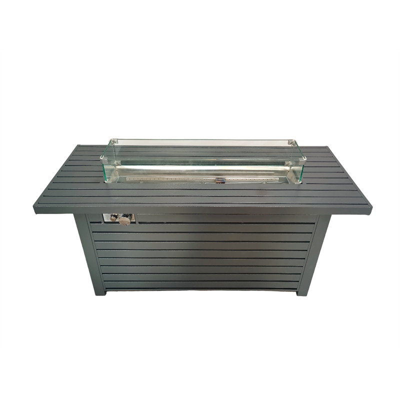 Living Source International Outdoor Stainless Steel Fire Pit Table in Gray