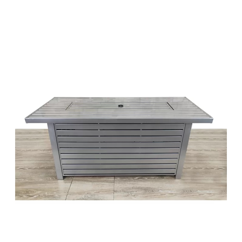 Living Source International Outdoor Stainless Steel Fire Pit Table in Gray