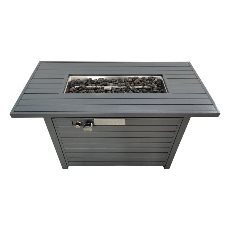 LSI 5'' H x 42'' W Steel Outdoor Fire Pit Table with Lid
