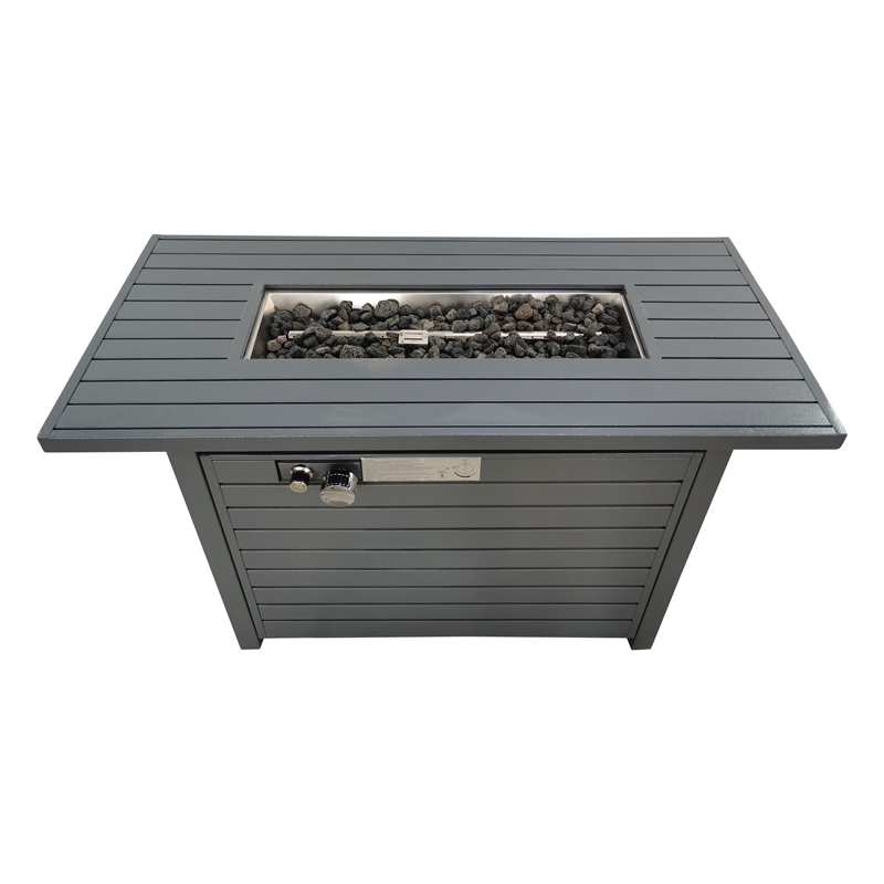 Living Source 24'' H x 54'' W Steel Outdoor Fire Pit Table with Lid (Gray)