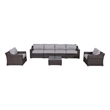 LSI Rattan Wicker 6 - Person Seating Group with Cushions