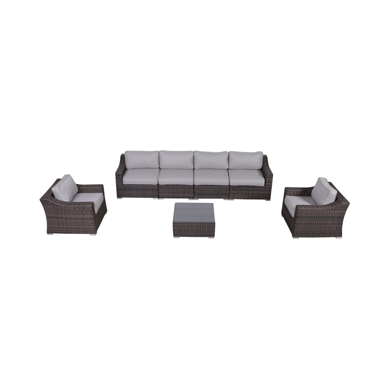 LSI Rattan Wicker 6 - Person Seating Group with Cushions