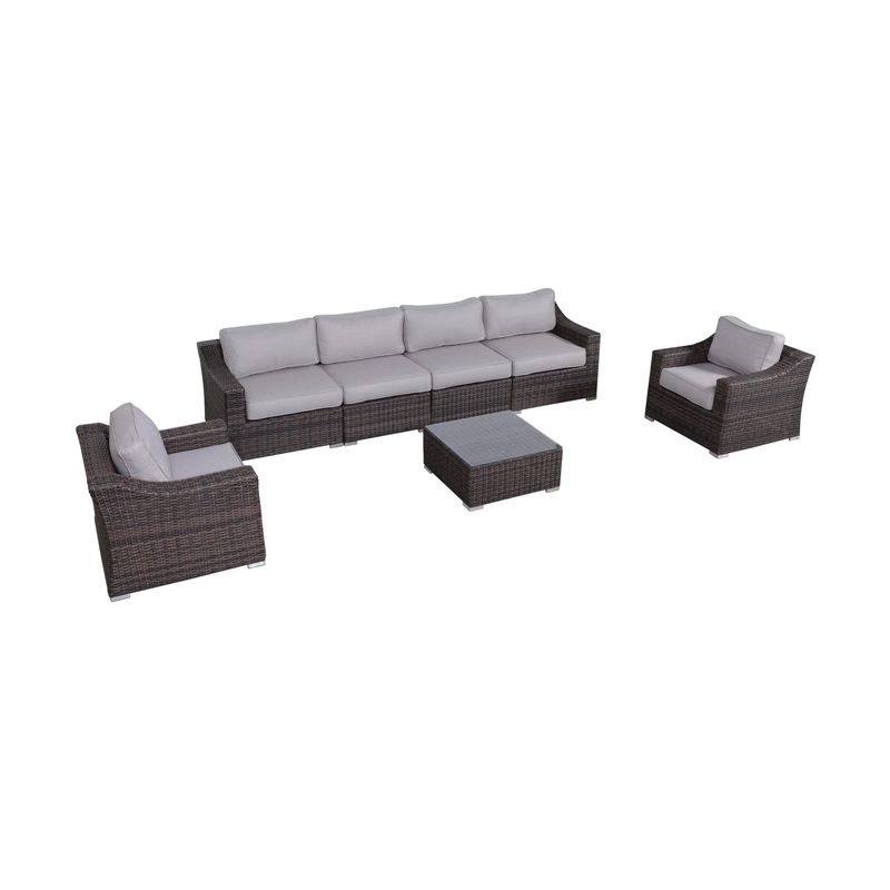 LSI Rattan Wicker 6 - Person Seating Group with Cushions
