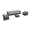 LSI Rattan Wicker 6 - Person Seating Group with Cushions