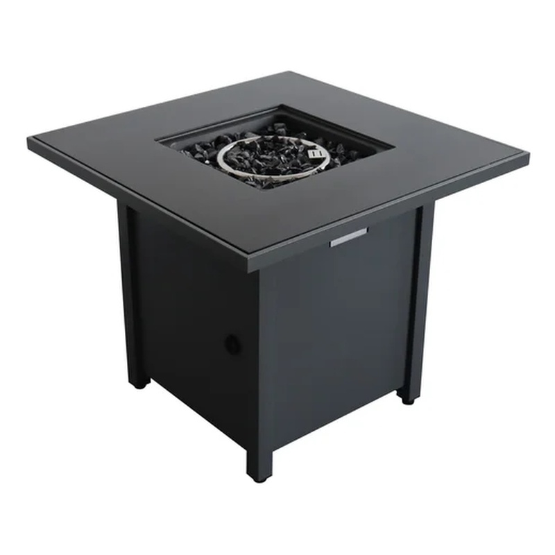 Living Source International Outdoor Stainless Steel Fire Pit Table in Gray