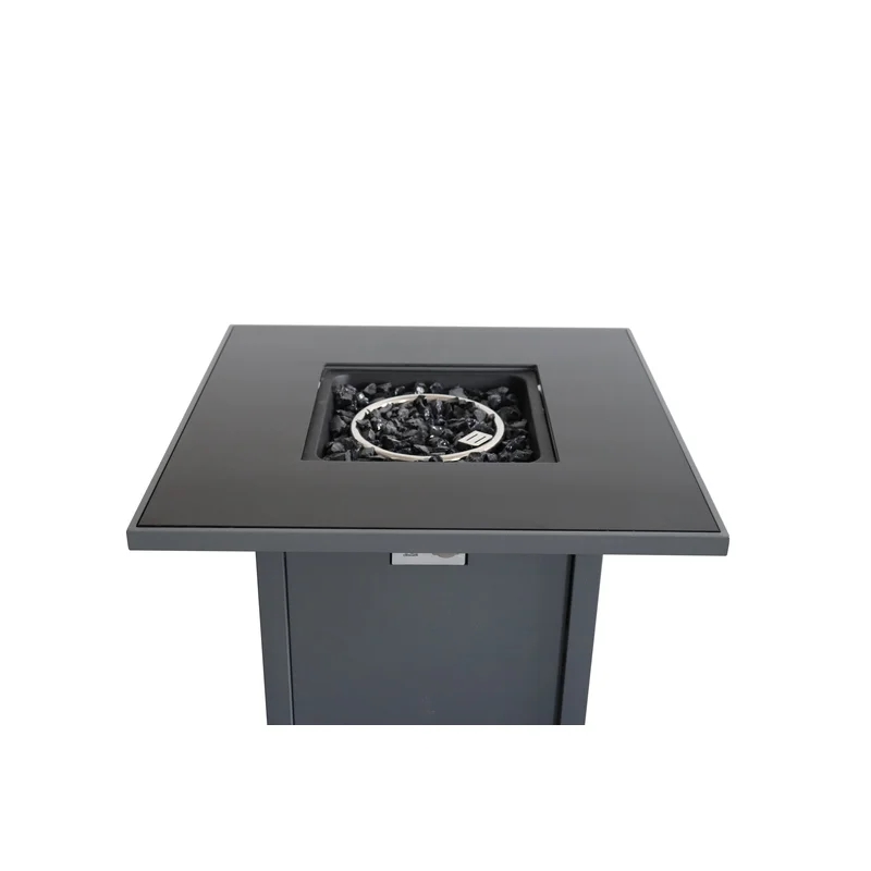 Living Source International Outdoor Stainless Steel Fire Pit Table in Gray