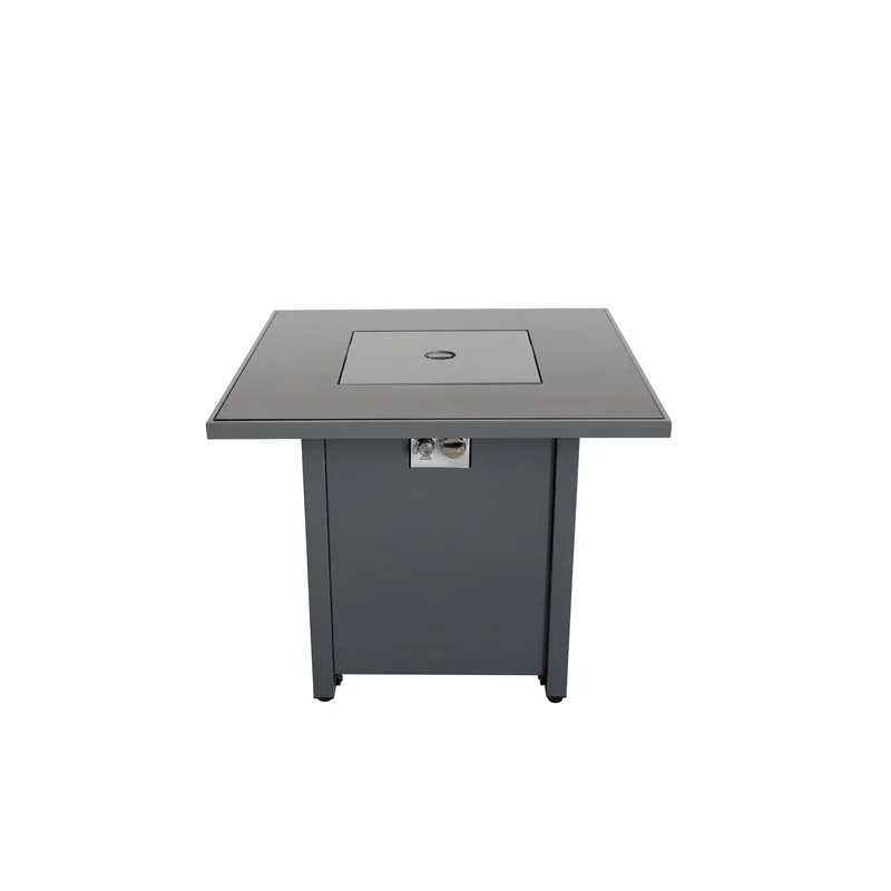 Living Source International Outdoor Stainless Steel Fire Pit Table in Gray
