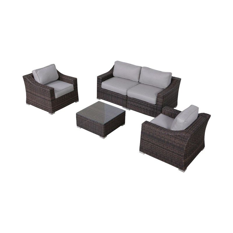 Living Source International 4-Person Wicker / Rattan Seating Group in Brown