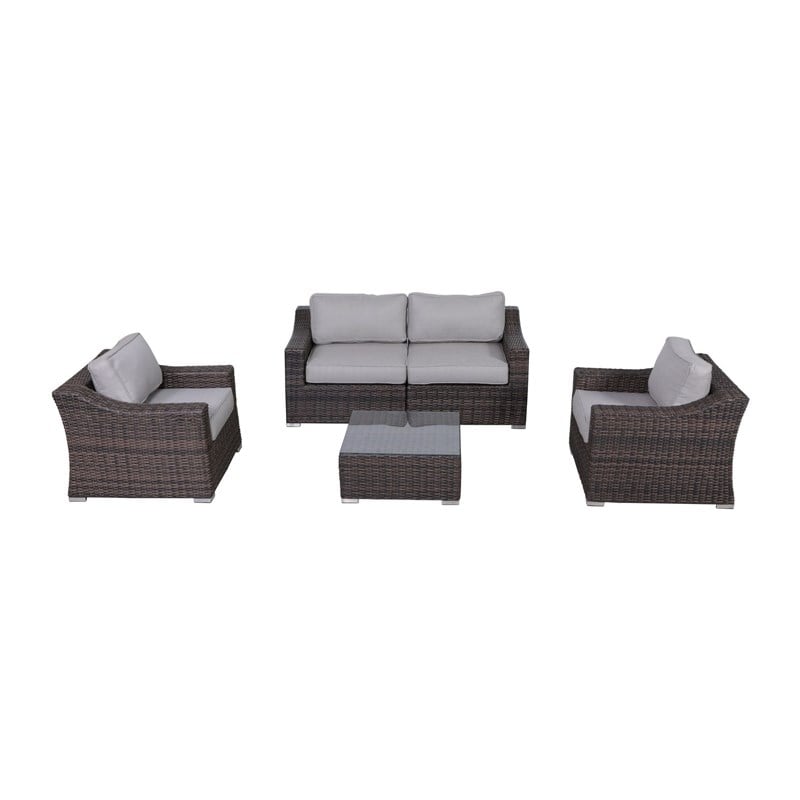 Living Source International 4-Person Wicker / Rattan Seating Group in Brown