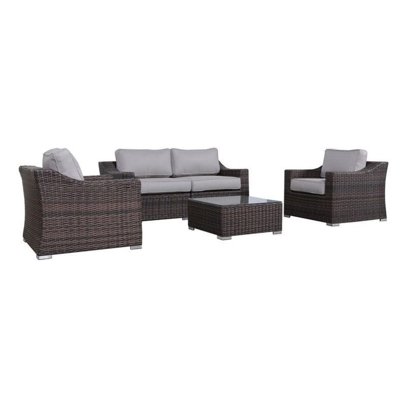Living Source International 4-Person Wicker / Rattan Seating Group in Brown