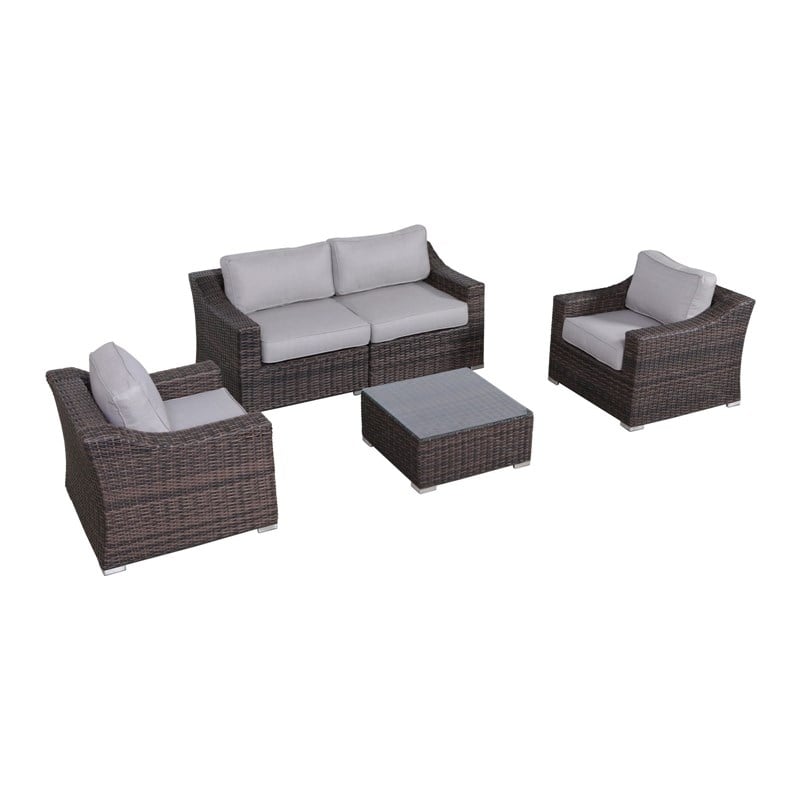 Living Source International 4-Person Wicker / Rattan Seating Group in Brown