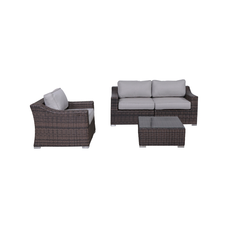 LSI Rattan Wicker 4 - Person Seating Group with Cushions