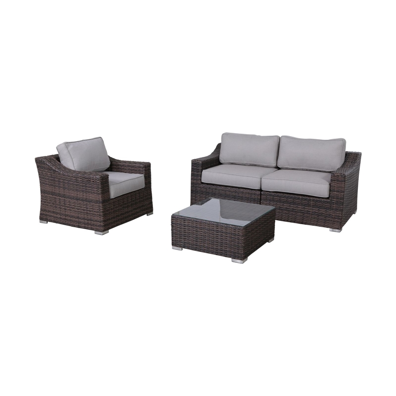 LSI Rattan Wicker 4 - Person Seating Group with Cushions