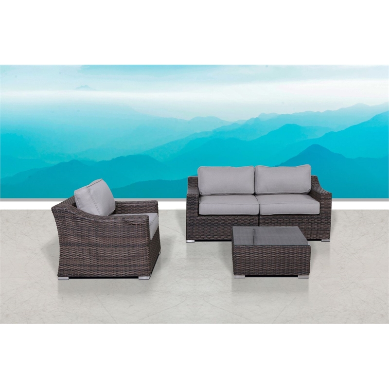 LSI Rattan Wicker 4 - Person Seating Group with Cushions