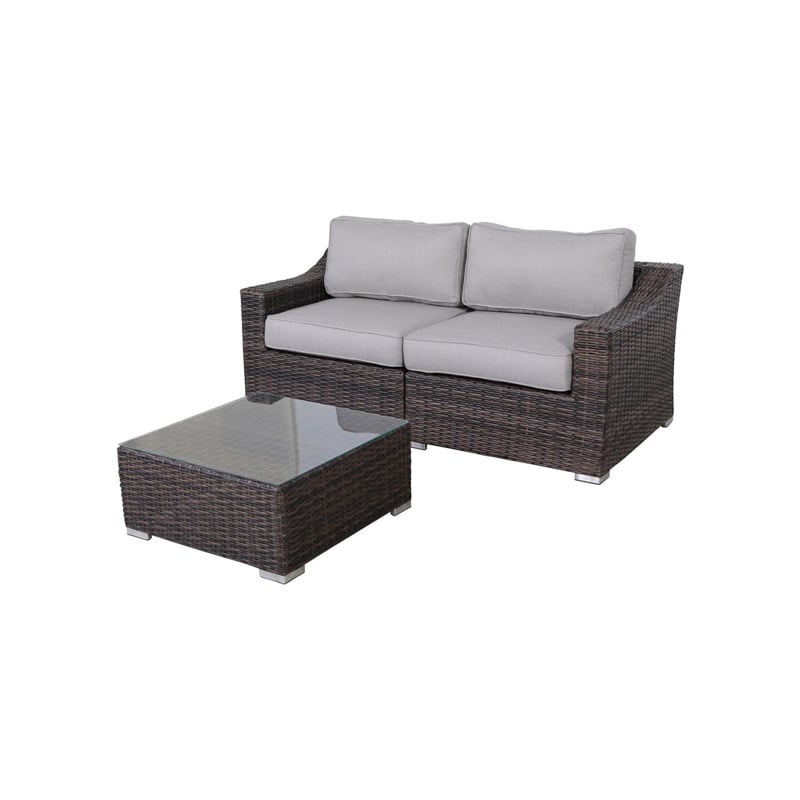 Living Source International 2-Person Wicker / Rattan Seating Group in Brown