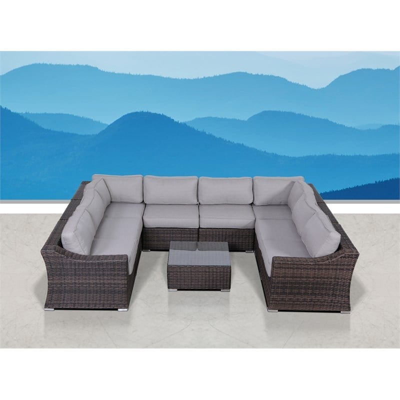 Living Source International 6-Person Wicker / Rattan Seating Group in Gray/Brown