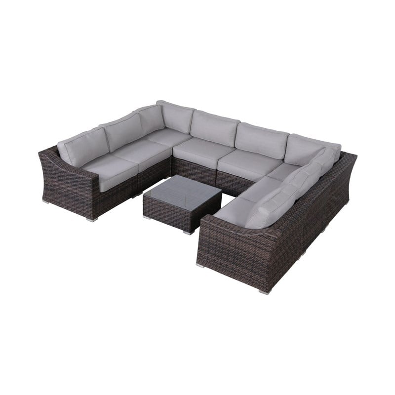 Living Source International 6-Person Wicker / Rattan Seating Group in Gray/Brown