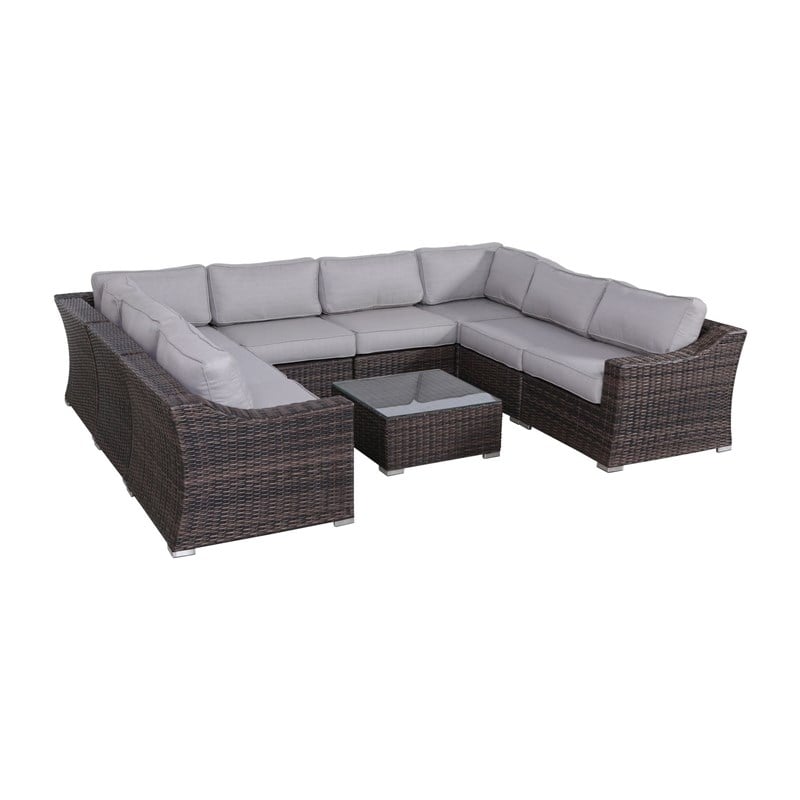 Living Source International 6-Person Wicker / Rattan Seating Group in Gray/Brown