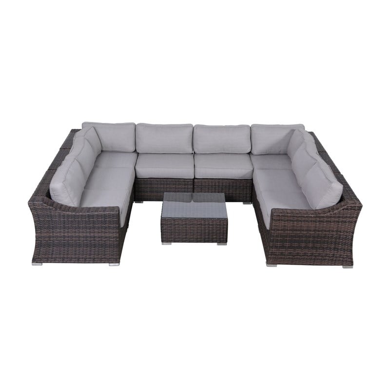 Living Source International 6-Person Wicker / Rattan Seating Group in Gray/Brown
