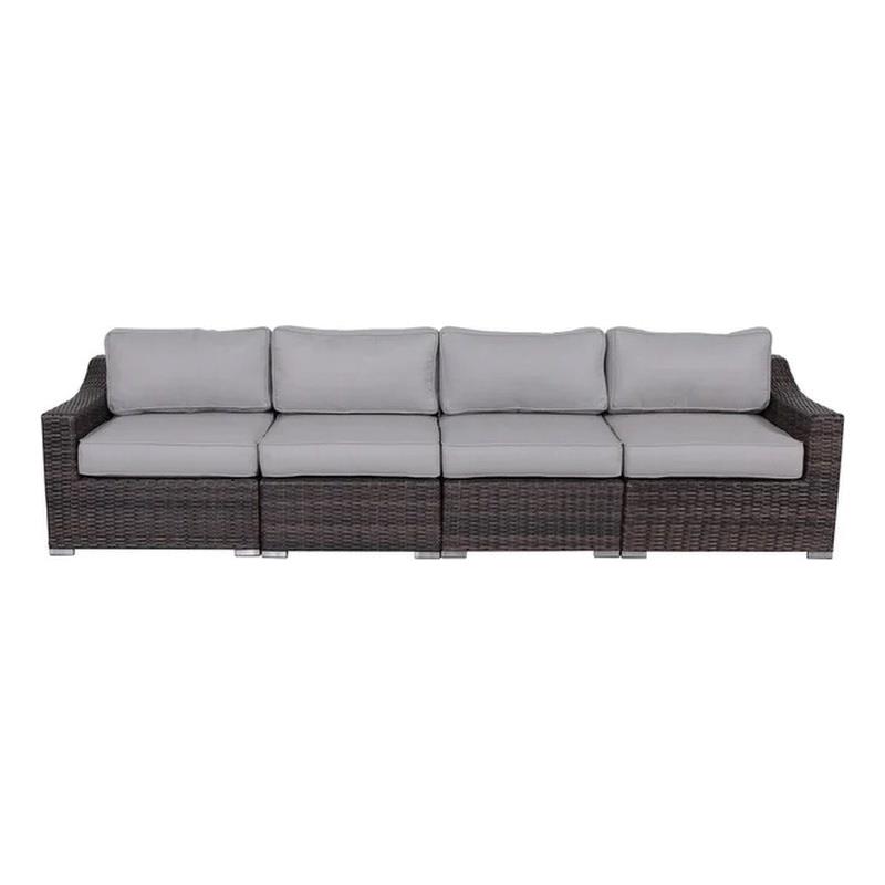 Living Source International Rattan Wicker 4 - Person Seating Group with Cushions