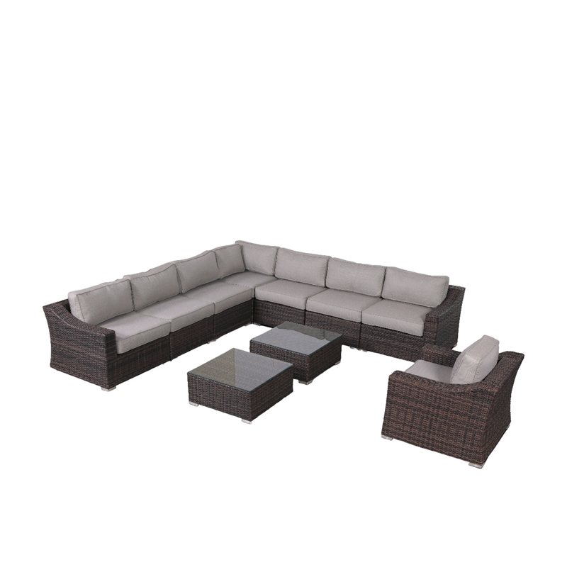 LSI Wicker 7 - Person Seating Group with Cushions