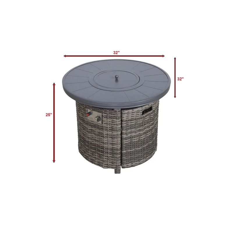 Living Source 25'' H x 32'' W Outdoor Fire Pit Table with Lid