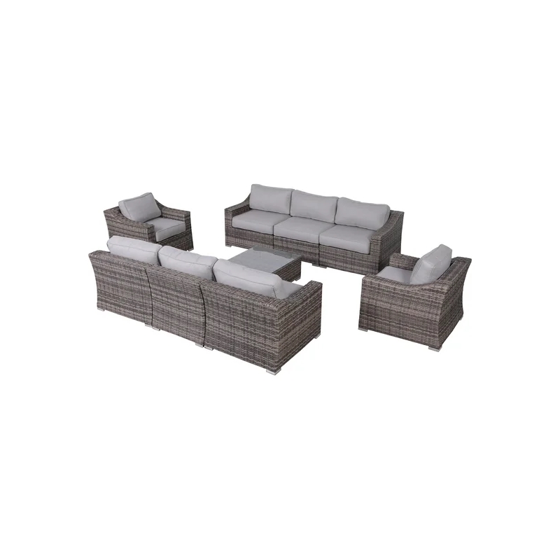 Living Source High-Density Polyethylene Wicker 8 Person Seating Group Cushions