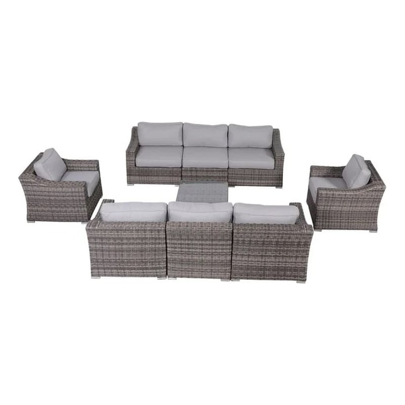 Living Source High-Density Polyethylene Wicker 8 Person Seating Group Cushions