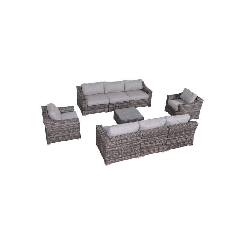 Living Source High-Density Polyethylene Wicker 8 Person Seating Group Cushions